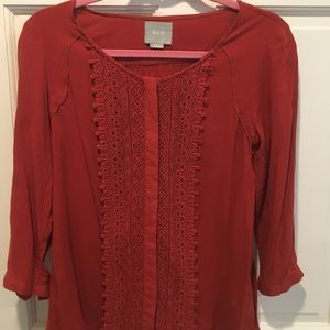 Maeve from Anthropologie Burnt Orange Top